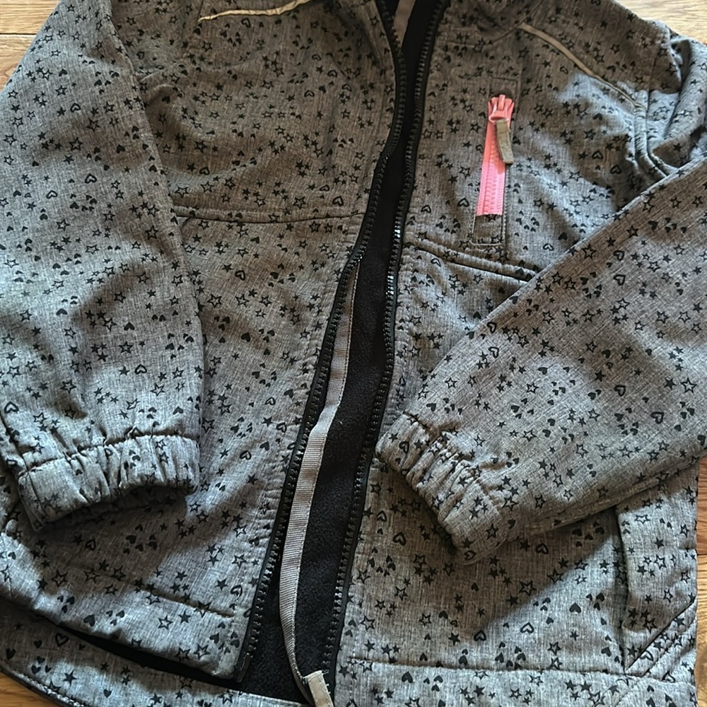 Gray Kids Hooded Jacket with Pink Accents - Picture 3 of 6